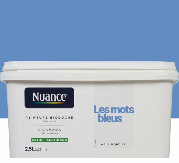 Peinture bicouche Les mots bleus Satin 2.5L - Peinture pour murs et boiseries