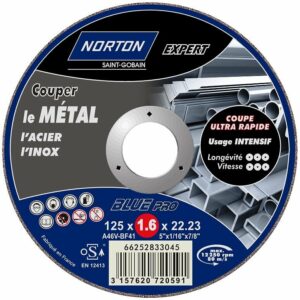 Disque à tronçonner métal et inox 125mm - Idéal pour meuleuse