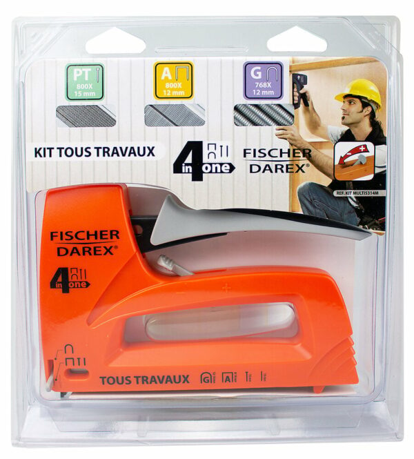 Kit multi-fonctions agrafeuse-cloueuse avec accessoires - parfait pour rénovation, menuiserie et isolation