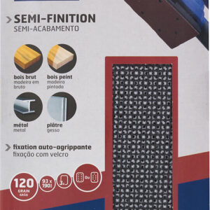 Patin maille rectangulaire 93x190mm grain 120 pour semi-finition - Lot de 3