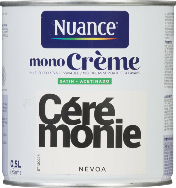 Peinture MonoCrème Ceremonie Satin 0,5L - Peinture Multi-Supports Nuance