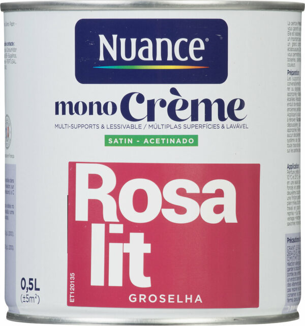 Peinture MonoCrème - Rosa lit - Satin - 0,5L pour une décoration tendance et facile à appliquer