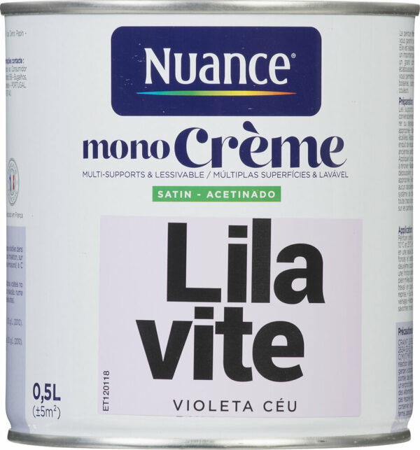Peinture MonoCrème - Lila vite - Satin - 0,5L pour une décoration tendance