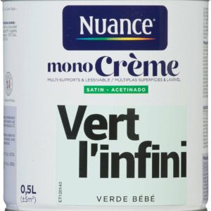 Peinture MonoCrème Vert l'infini - Satin - 0,5L pour une décoration tendance et durable