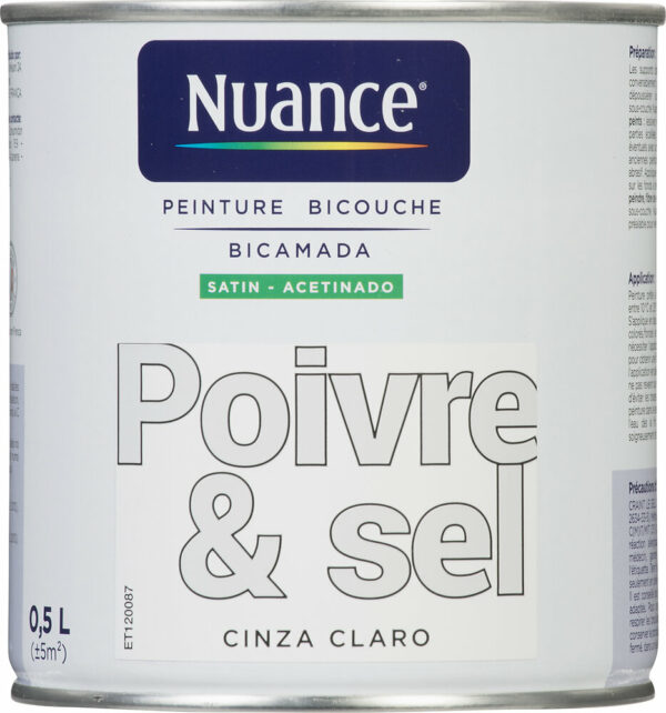 Peinture bicouche - Poivre et sel - Satin - 0,5L