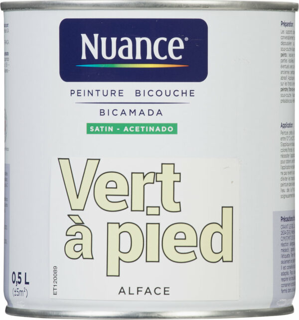 Peinture bicouche - Vert à pied - Satin - 0,5L