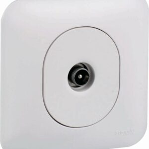 Prise TV encastrée Ovalis - Blanc, connecteur mâle 9,52 mm, fixation par vis