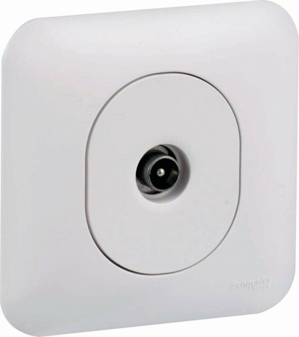Prise TV encastrée Ovalis - Blanc, connecteur mâle 9,52 mm, fixation par vis