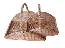 Lot de 2 Paniers en Osier Beige avec Poignées Renforcées - Dimensions 60x45x40 cm et 50x32x40 cm