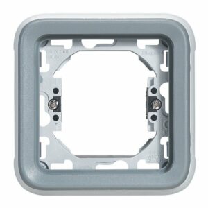 Plaque étanche support Plexo encastré gris – Pour montage en box, sécurité et étanchéité