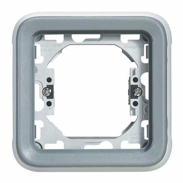 Plaque étanche support Plexo encastré gris – Pour montage en box, sécurité et étanchéité