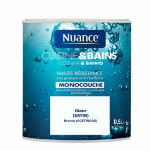 Peinture Satinée pour Cuisine et Salle de Bain - Blanc - 0,5L - Protection Durable