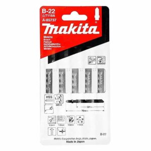 Lot de 5 lames MAKITA A-85737 pour scie sauteuse (Métal, inox, alu et PVC) - Kit de lames pour différents matériaux
