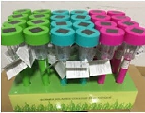 Borne Solaire Colorée en Plastique - Hauteur 35cm, Vert, Bleu, Rose
