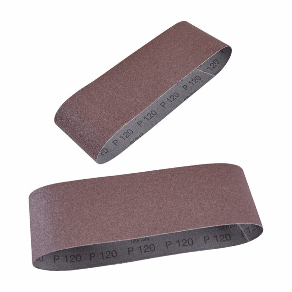 Bande abrasive sans fin 75x533mm, grain 120, support toile – Lot de 2, idéale pour bois, peinture, métal et vernis