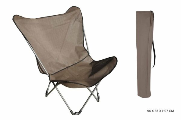Chaise pliante texaline XXL taupe - fauteuil détente en acier renforcé