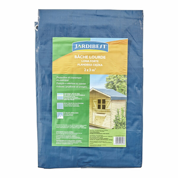 Bâche lourde en polyéthylène 2x3m - Bleu marine, 150g/m² - Résistance aux intempéries et fixation facile