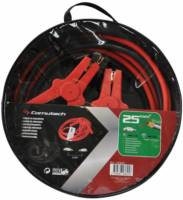 Câble de démarrage 25mm pour voiture - 3,5m avec pinces - Noir et rouge