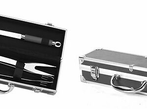 Mallette de 3 ustensiles en inox gris - Spatule, fourchette et pince suspendables