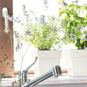 Pot de fleurs Quadro Save R Bianco à réserve d'eau