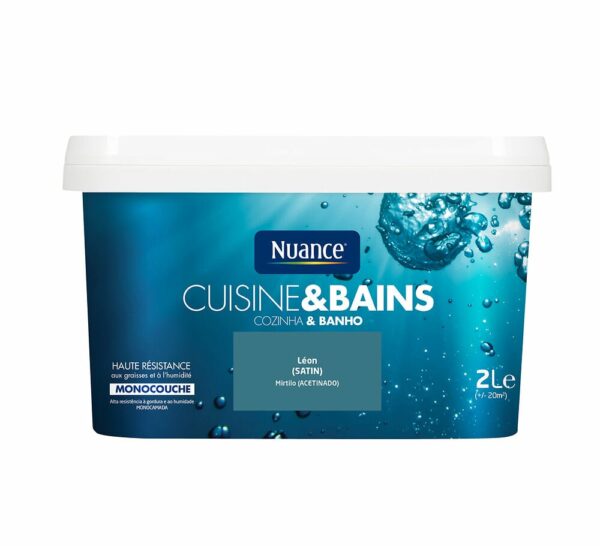 Peinture Satinée Cuisine et Bains - Leon - 2L – Protectrice et Facile à Appliquer