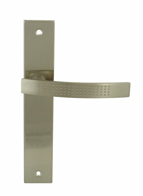 Poignée de Porte Henri L Nickel Mat 195mm - Sans Trou, Visserie Incluse