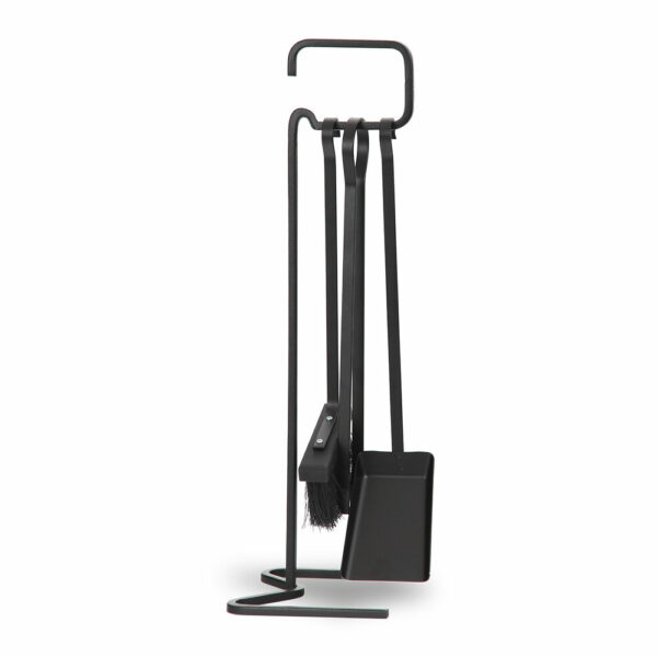 Serviteur pied - Noir - H50cm pour ranger vos ustensiles de cheminée