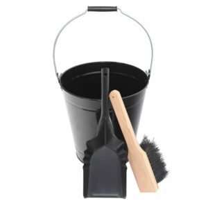 Ensemble seau + pelle + balai noir & bois pour le nettoyage