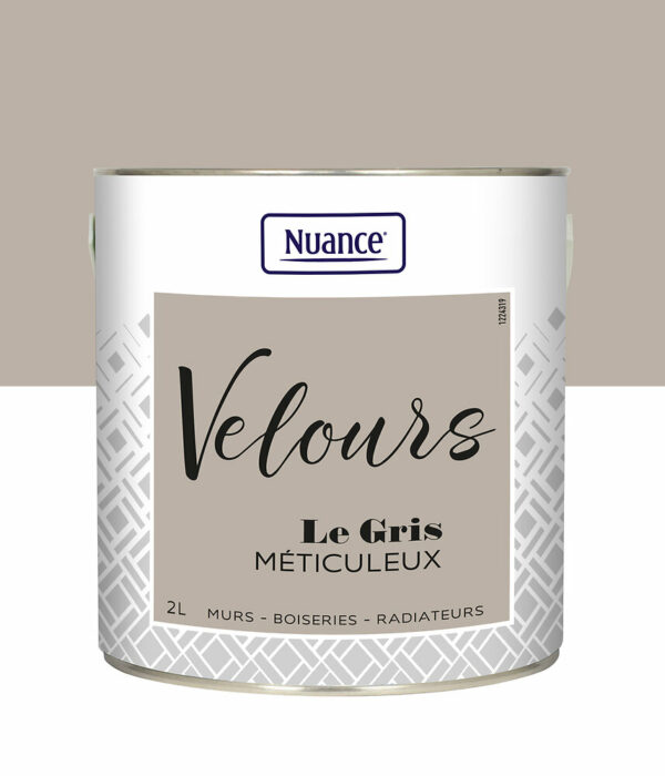 Peinture Velours Gris Méticuleux - Multi-support 2L - Aspect Velours, Facile à Appliquer, Haute Covering