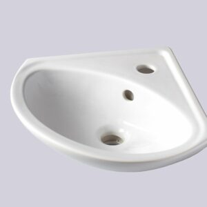 Lave-mains d'angle mural en céramique blanche 35x35 cm pour salle de bains
