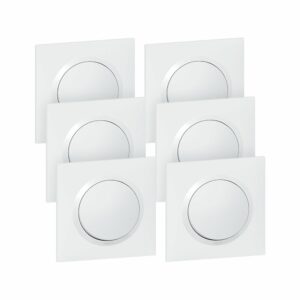 Lot de 6 interrupteurs ou va et vient complet Dooxie - Blanc