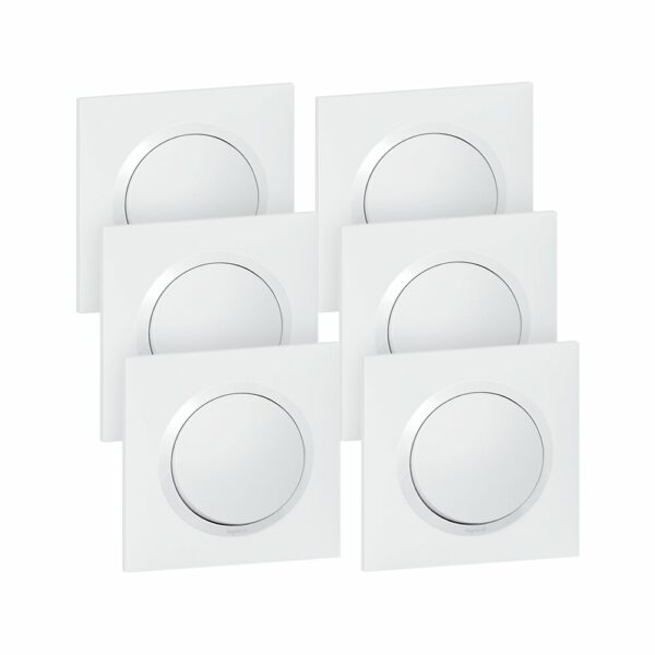 Lot de 6 interrupteurs ou va et vient complet Dooxie - Blanc