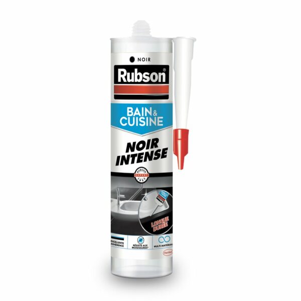 Mastic bain & cuisine RUBSON 280ml Pure Noir Intense – Anti-Moisissures, Étanchéité Longue Durée