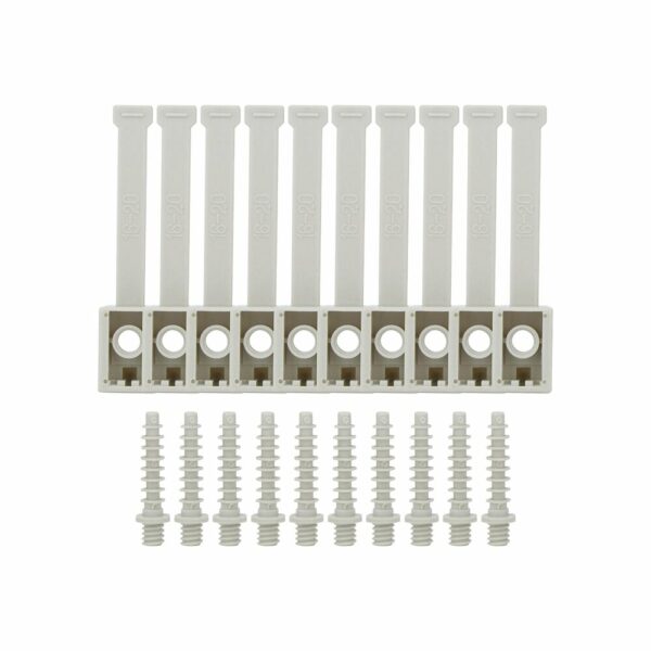 Sachet de 10 colliers à clip diamètre 16-20 mm pour fixation de tubes – Fixations robustes avec chevilles incluses