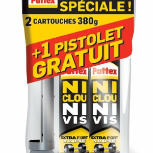 Colle fixation Ni clou Ni vis + Pistolet d'application - Collage invisible et puissant pour murs et plafonds