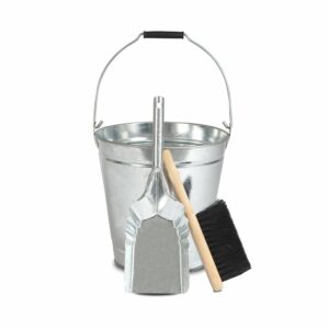Ensemble seau + pelle + balai en acier galvanisé pour bricolage et nettoyage
