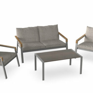 Salon de jardin bas Soft2 - Aluminium - Gris - 4 personnes