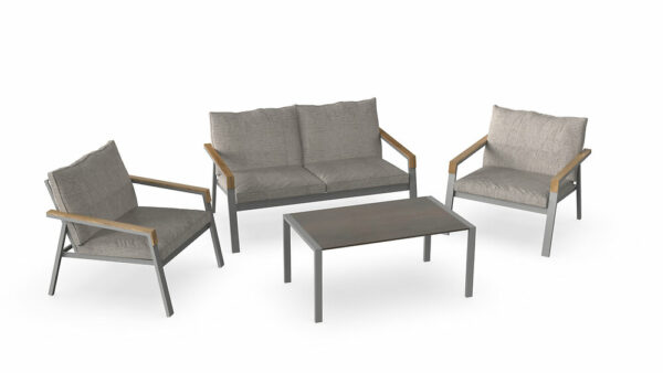 Salon de jardin bas Soft2 - Aluminium - Gris - 4 personnes