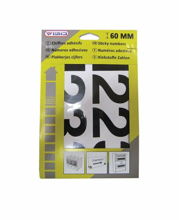 Pochette Chiffres Adhésifs Noirs VISO - Hauteur 60 mm pour Rangement et Organisation