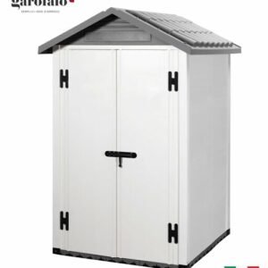 Abri de jardin résine gris 1,34 m² avec dalle composite 4 cm - L137 x l144 x H214 cm
