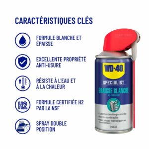 Graisse Blanche au Lithium WD-40 Specialist 250ml - Lubrification Résistante à l'Eau et à la Chaleur