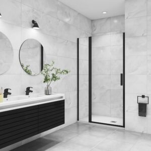 AICA porte de douche pivotante 130x200cm avec élément fixe en verre anticalcaire