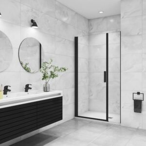 AICA porte de douche pivotante 120x200cm avec élément fixe en verre anticalcaire