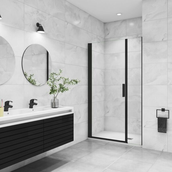 AICA porte de douche pivotante 120x200cm avec élément fixe en verre anticalcaire