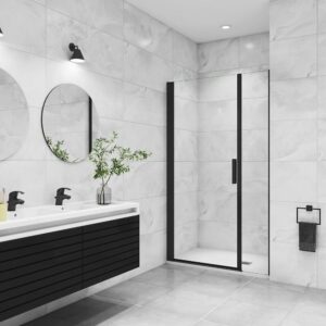 AICA porte de douche pivotante 130x200cm avec élément fixe en verre anticalcaire