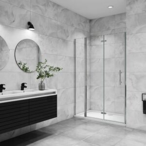 AICA porte de douche pivotante 110x185cm en 6mm verre anticalcaire