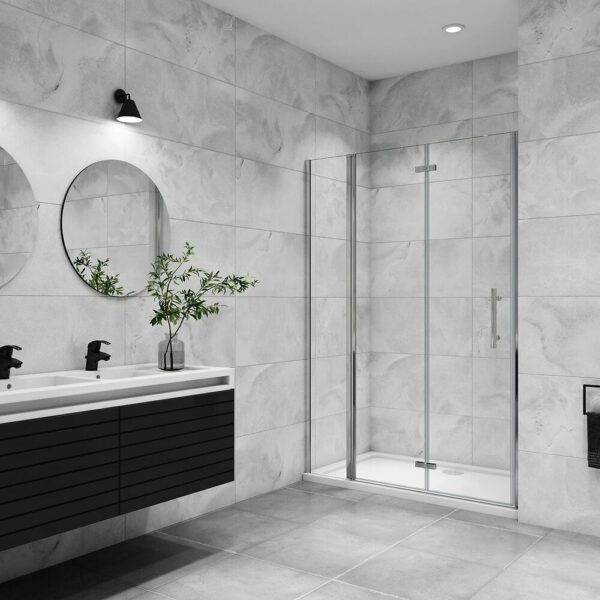 AICA porte de douche pivotante 110x185cm en 6mm verre anticalcaire
