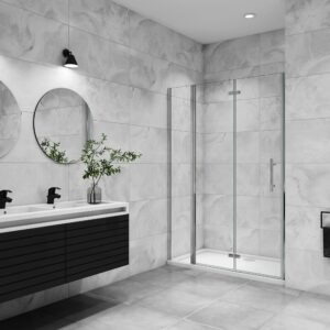 AICA porte de douche pivotante 110x185cm en 6mm verre anticalcaire