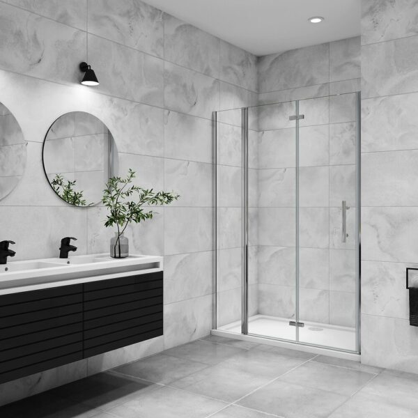AICA porte de douche pivotante 110x185cm en 6mm verre anticalcaire
