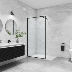 AICA paroi de douche noire 120x200cm paroi de douche à l'italienne en verre anticalcaire